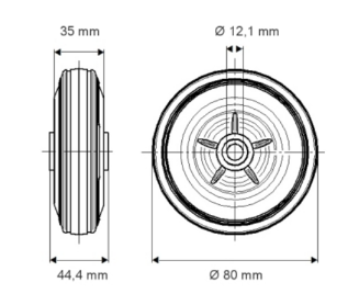 REF:R00074 RUEDA DELANTERA PARA SILLA DE BASCULA ASIMED (080 X 35 X 12,1) - Imagen 5